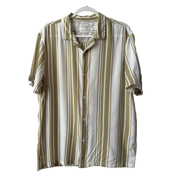 Denim Flower Ricky Singh Men's XL Retro Fitted Stripe Button Down Shirt Preppy - Picture 1 of 10